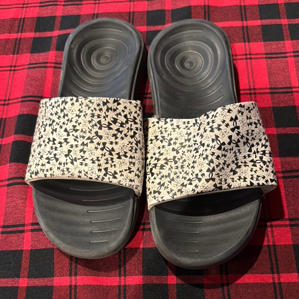 Adidas Black and White Slide Sandals
